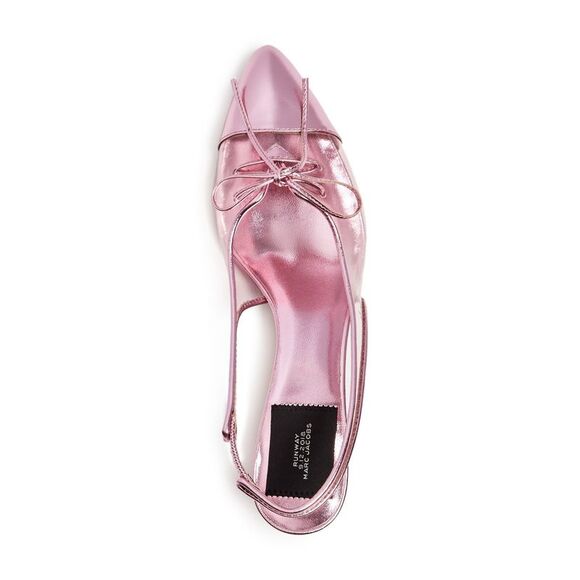MARC JACOBS Womens Pink Lace Cap Toe Kitten Heel Slip On Slingback 36.5 - Picture 4 of 5